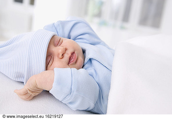 Baby girl (2 months) sleeping  portrait