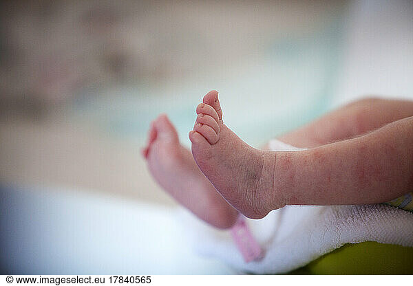 Baby's foot  level 2 neonatal unit of a hospital in France.