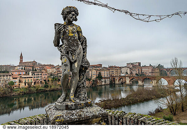 Bacchus state at the Palais de La Berbie bishop's palace gardens  overlooking the River Tarn and the city of Albi.
