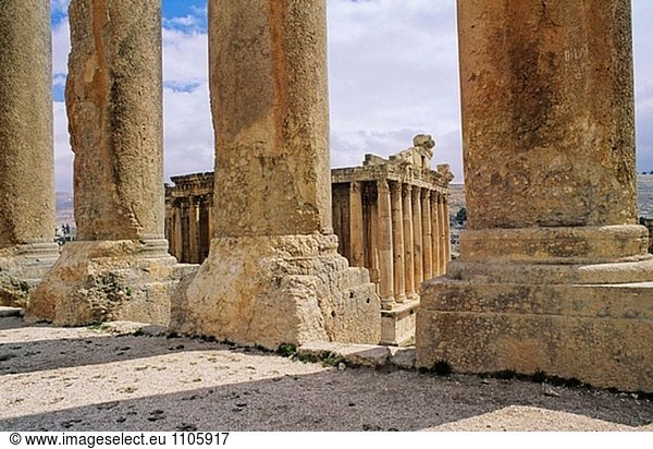 Bacchus Tempel. Römische Ruinen. Baalbek archäologische Stätte. Bekaa-Ebene. Libanon.