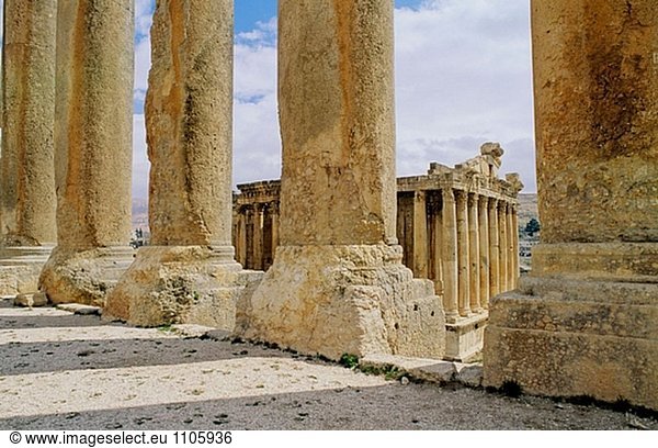 Bacchus Tempel. Römische Ruinen. Baalbek archäologische Stätte. Bekaa-Ebene. Libanon.
