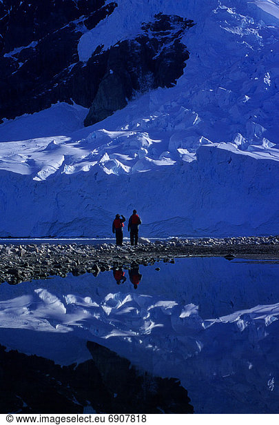 Back View of People Standing near Glacier  Antarctica