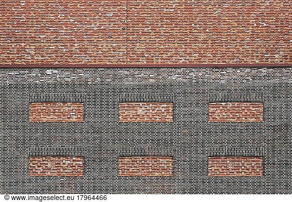 Backstein-Fassade  Landesarchiv Nordrhein-Westfalen  Innenhafen  Duisburg  Ruhrgebiet  Nordrhein-Westfalen  Deutschland  Europa