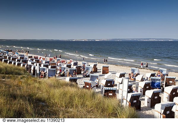 Badestrand mit Strandkörben  Badeort und Kurort Binz  Insel Rügen  Mecklenburg-Vorpommern  Deutschland  Europa