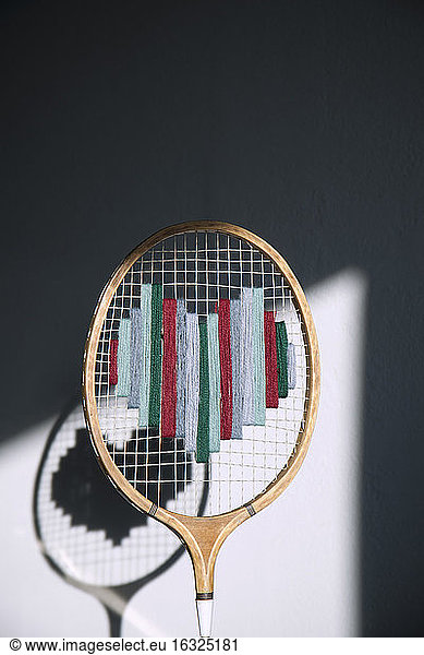 Badminton racket embroidered with heart