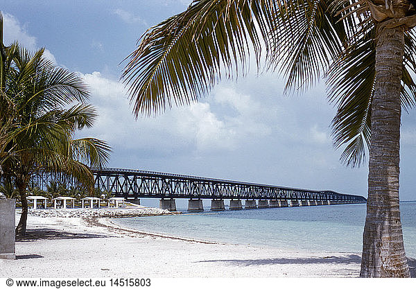 Bahia Honda Rail Bridge to Keys  Florida  USA  1955