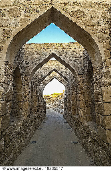 Bahrain  Capital Governorate  Stone arches in QalAt Al-Bahrain fort