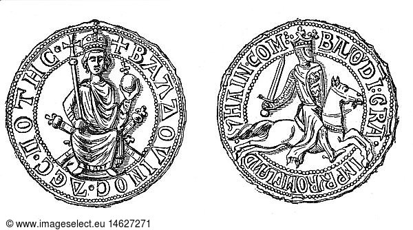 Balduin I.  Juli 1171 - Juli 1205  lateinischer Kaiser von Konstantinopel 16.5.1204 - 14.4.1205  sein Siegel  Vorder- und RÃ¼ckseite Balduin I., Juli 1171 - Juli 1205, lateinischer Kaiser von Konstantinopel 16.5.1204 - 14.4.1205, sein Siegel, Vorder- und RÃ¼ckseite,