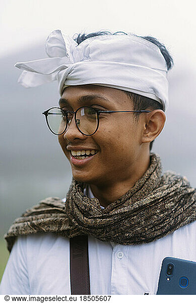 Balinese teenager in traditional national dress.