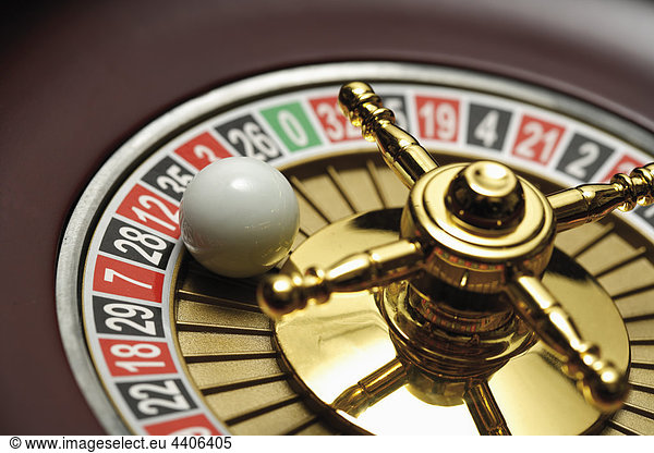 Ball on Roulette wheel  close-up.