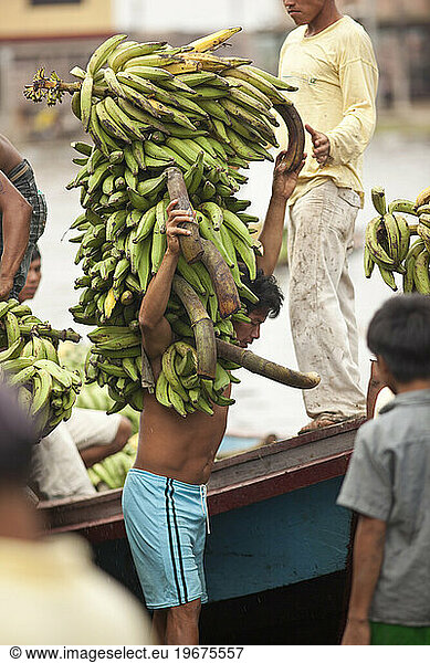Banana market in Iquitos  Peru