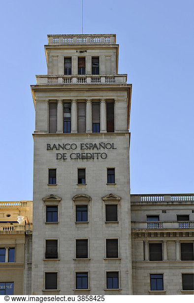 Banco EspaÒol de CrÈdito  PlaÁa de Catalunya  Barcelona  Katalonien  Spanien  Europa