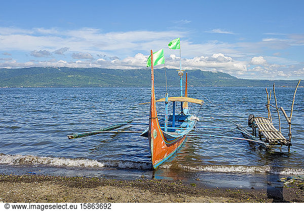 Bangka boat on Taal Lake  Taal Volcano Island  Talisay  Philippines