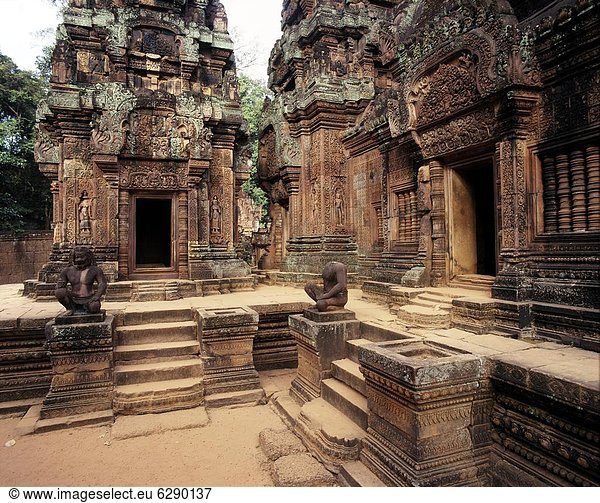 Banteay Srei  aus der zweiten Hälfte des 10. Jahrhunderts  Angkor  UNESCO Weltkulturerbe  Kambodscha  Indochina  Südostasien  Asien