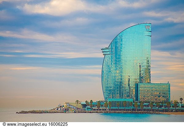 Barceloneta beach in Barcelona  Spain. Barcelona is known as an Artistic city located in the east coast of Spain.