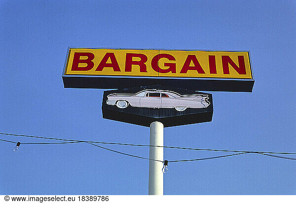 Bargain Used Car sign  West Palm Beach  Florida  USA  John Margolies Roadside America Photograph Archive  1990