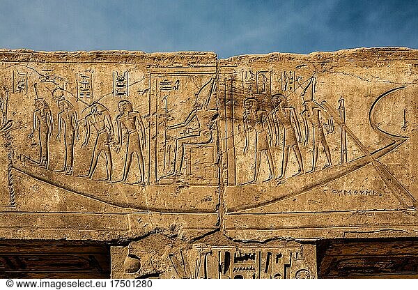 Barque of the Gods  Medinet Habu  Mortuary Temple of Ramses III Luxor  Thebes West  Egypt  Luxor  Thebes  West  Egypt  Africa