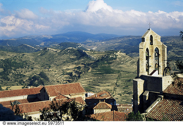 Basilika Santa Maria aus dem Schloss  Morella  Valencia Region  Spanien  Europa
