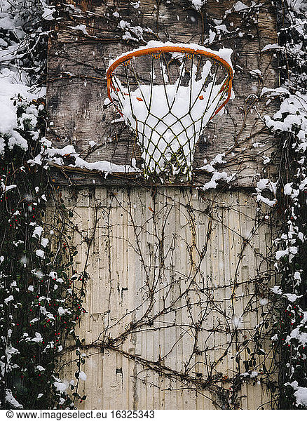 Basketball hoop in winter