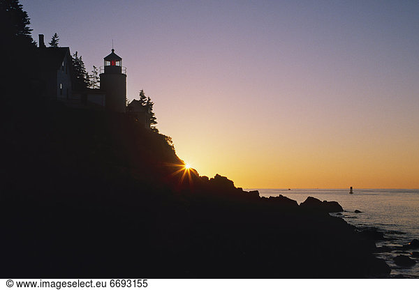Bass Head Light Lighthouse at Sunset