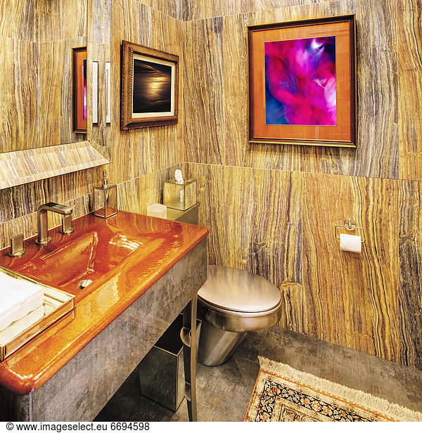 Bathroom Interior With a Wood Grain Decor