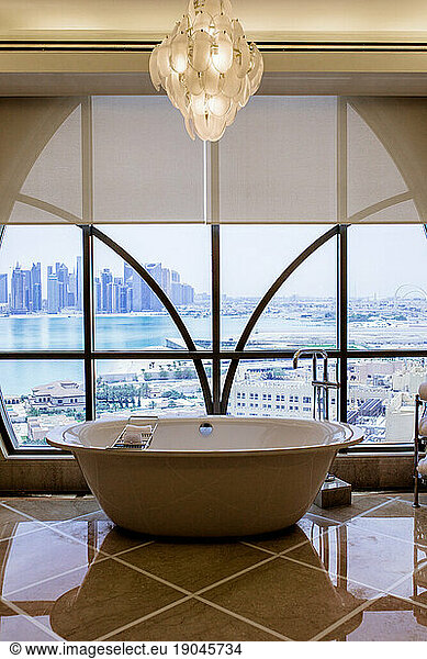 Bathroom view on Doha city