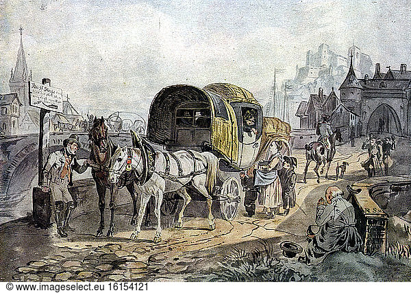Bavarian Mail Coach / Watercolour  1830