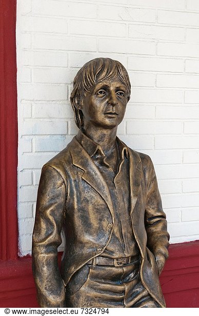 Bayamo Cuba second oldest Cuban city The Beatles Museum with bronze statue of Paul McCartney of the Beatles