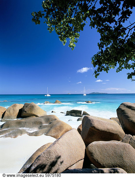 Beach Anse Lazio Insel Praslin Seychellen Indischer Ozean Afrika