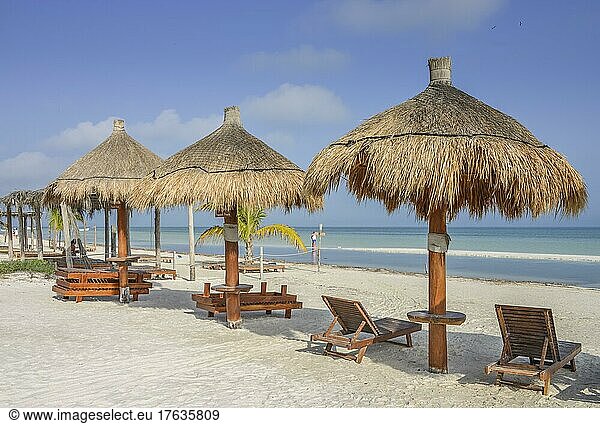 Beach  Parasols  Isla Holbox  Quintana Roo  Mexico  Central America