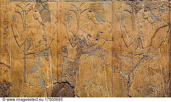 Beamte mit Papyrushalmen  Grab des Ramose  Gräber der Noblen  Luxor  Theben-West  Ägypten  Luxor  Theben  West  Ägypten  Afrika