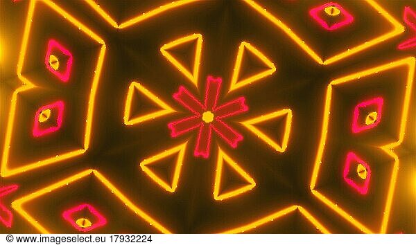 Beautiful abstract symmetry kaleidoscope with shiny neon lines  3d rendering backdrop  computer generating background
