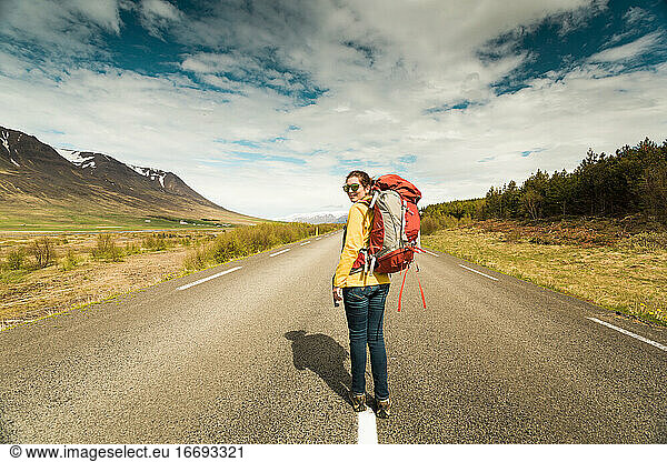 Beautiful Backpacker Tourist in Iceland