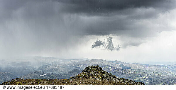 Beautiful Cadair Idris mountain landscape under cloudy sky