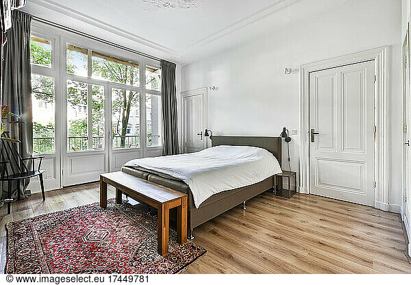 Beautiful interior design of modern and cozy bedroom