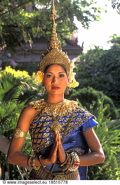 Beautiful Traditional Dancer and Colorful Costumes Khmer Arts Dance Siem Reap Cambodia