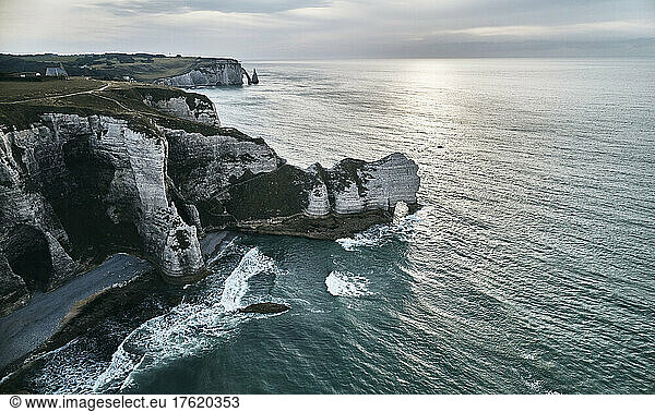 Beautiful view of rock formation by sea