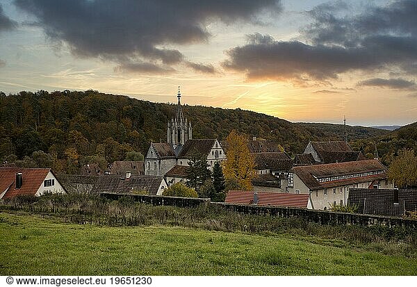 Bebenhausen Monastery and Palace  town wall  Schönbuch Nature Park  dusk  Baden-Württemberg  Germany  Europe