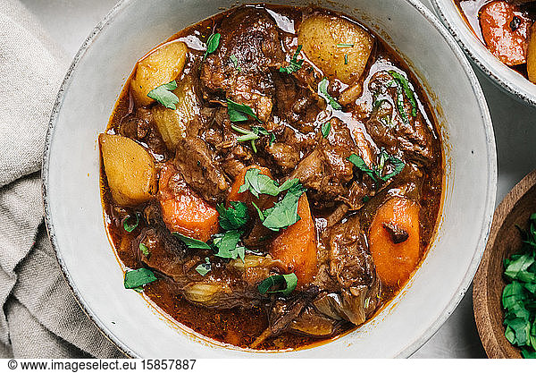 Beef stew recipe still life closeup