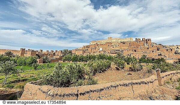 Befestigtes Dorf  Wohnburgen der Kasbah Ait Benhaddou  Hoher Atlas  Ksar Ait Benhaddou  Provinz Ouarzazate  Souss-Massa-Draâ  Marokko  Afrika