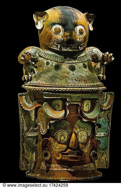Begräbnis-Urne mit Jaguar-Gott  Popol Vuh Museum  Guatemala-Stadt  Guatemala  Mittelamerika