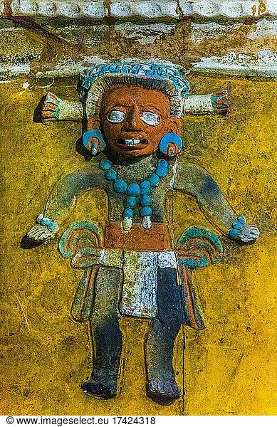 Begräbnis-Urne mit Mais-Gott  Detail  Popol Vuh Museum  Guatemala City  Guatemala City  Guatemala  Mittelamerika
