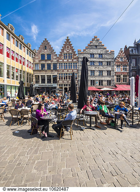 Belgium  Flanders  Ghent  Corn market  pavement cafe