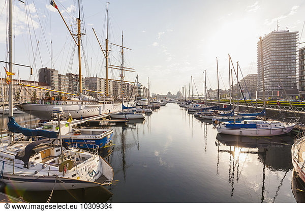 Belgium  Ostende  Drill ship Mercator and sailing boats at the yacht harbour
