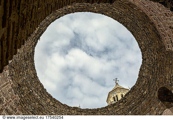Bell tower from inside of old ruin  Diocletian's Palace  Split  Dalmatia  Croatia
