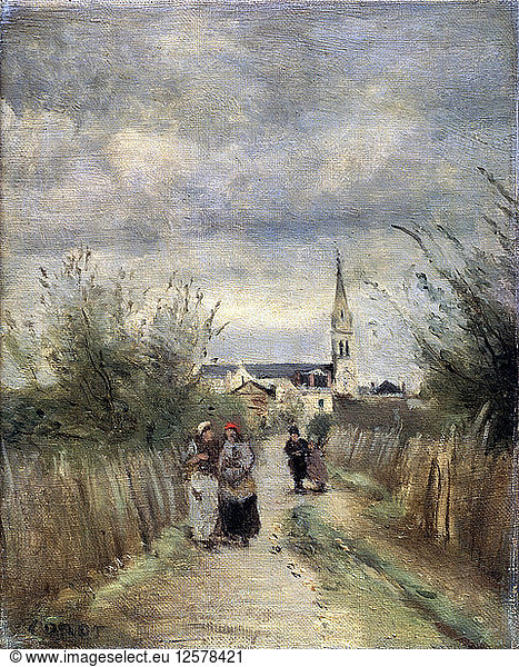 Bell tower in Argenteuil (Road to the Church)  1870s. Artist: Jean-Baptiste-Camille Corot