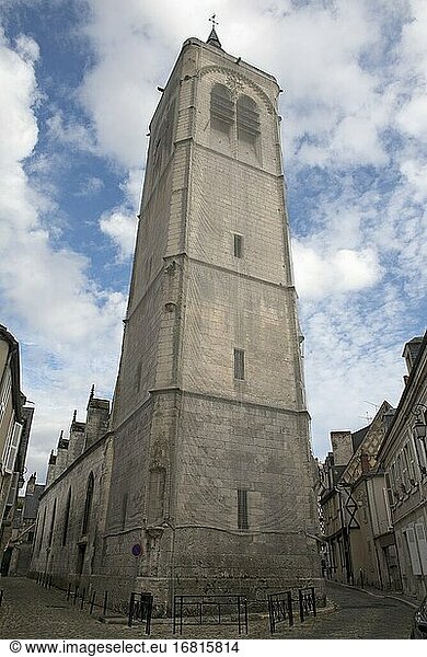Bell tower of Our-Lady Church  renovation work in progress Bourges  Cher department  Province of Berry  Centre-Val de Loire region  France.