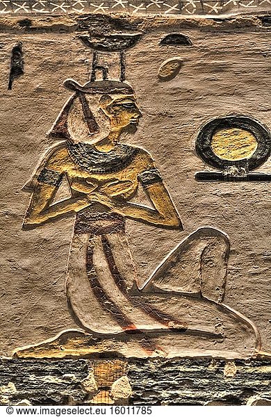 Bemaltes Relief  Grabmal von Ramses III  KV #11  Tal der Könige  UNESCO-Weltkulturerbe  Luxor  Ägypten