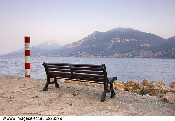 Bench by Lake  Lago di Garda  Italy
