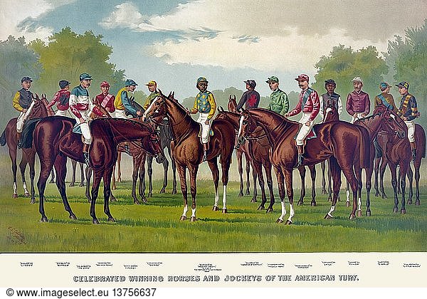 Berühmte Siegerpferde und Jockeys des amerikanischen Turfs 1889